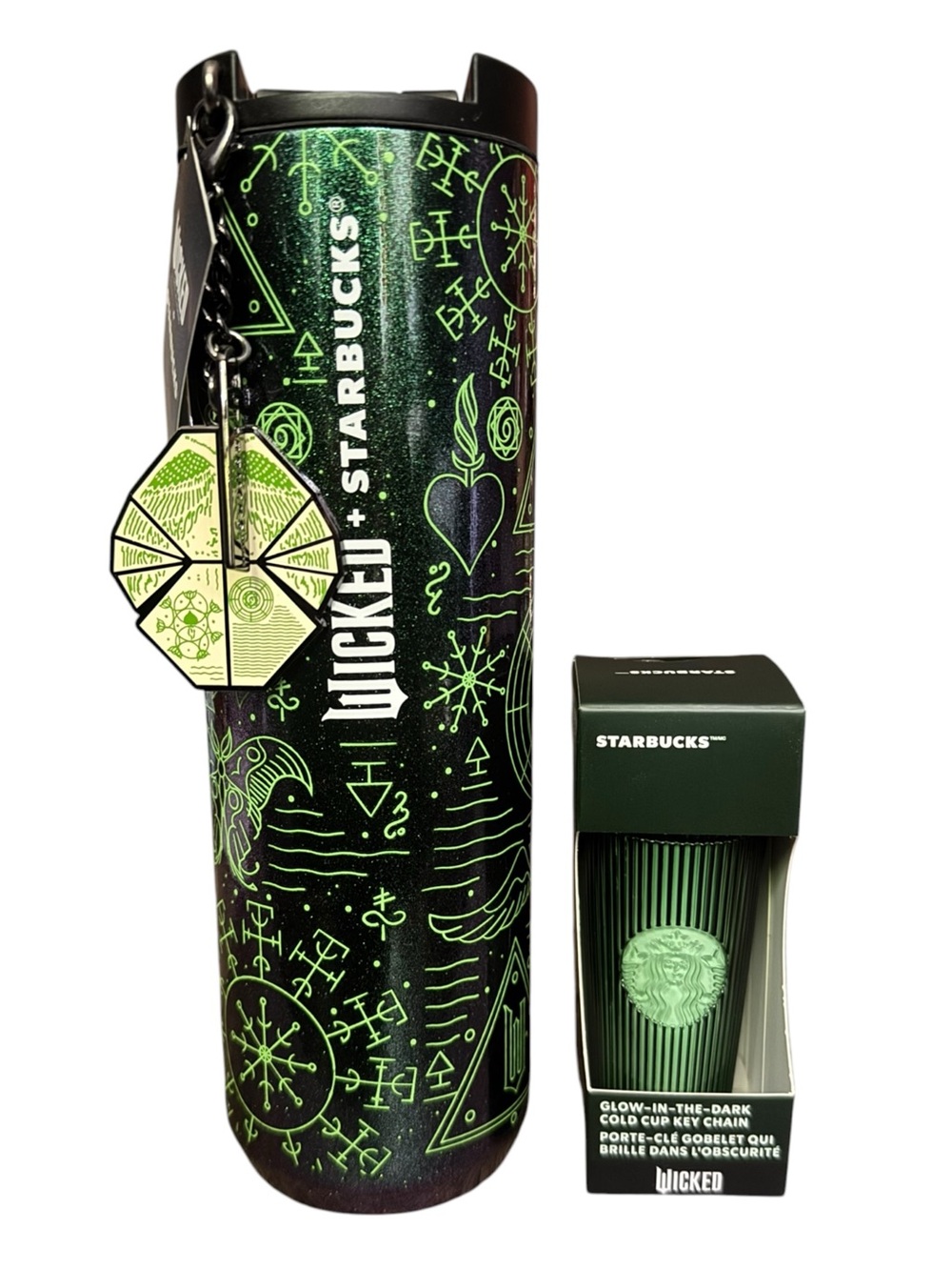 Starbucks Wicked Tumbler in Black and Neon Green with Charm